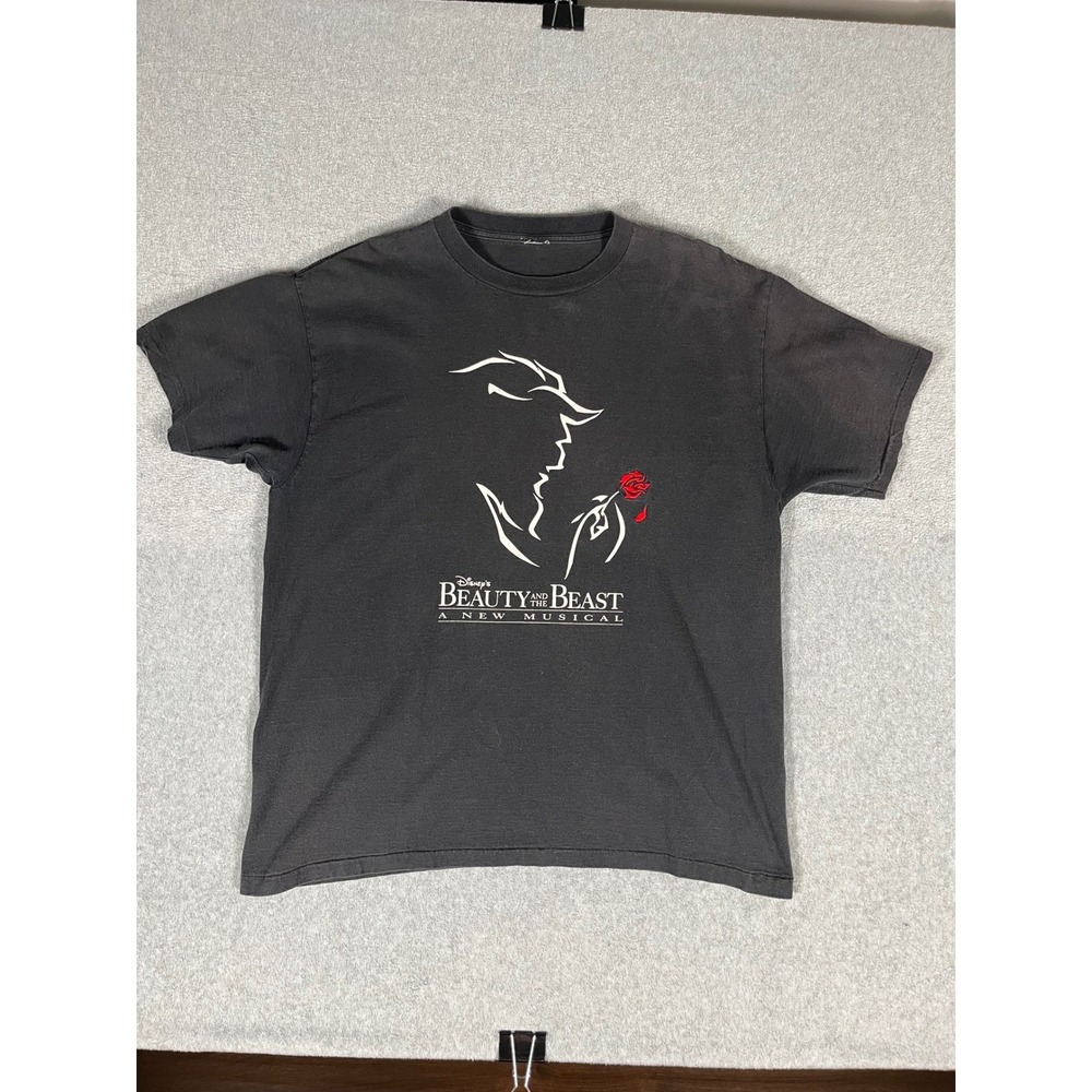 Vintage 1994 Beauty and the Beast Broadway Musical T-Shirt Mens‎ XL Faded Black